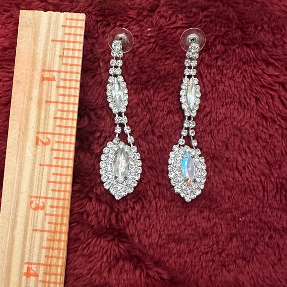 Rhinestone earrings 2.7” length - Picture 2 of 4